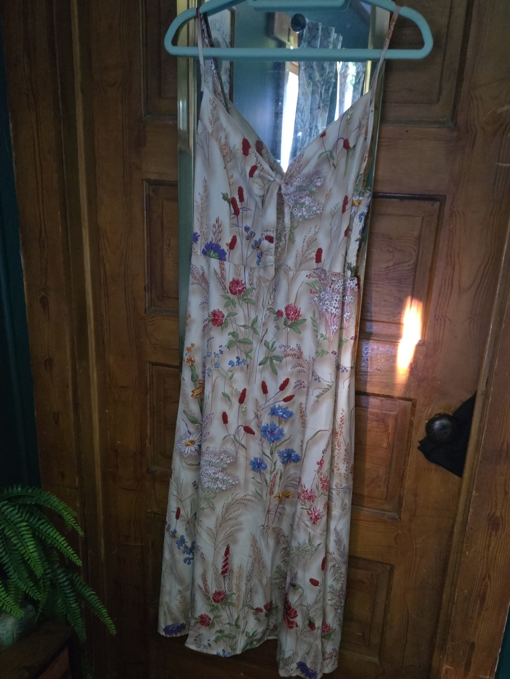 SHEIN Cream Floral Midi Slip Dress with Multicolor Wildflowers